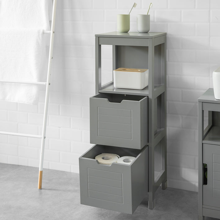 Mobile Bagno Colonna mobiletto Bagno salvaspazio Grigio L30*P30*A90 cm Grigio Scuro FRG127-SG