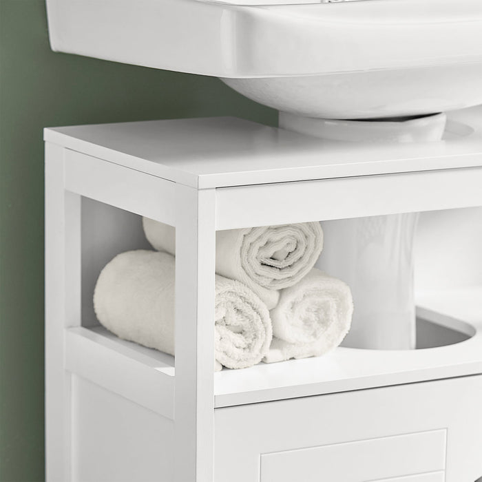 Mobile Sottolavabo Per Bagno con Poggiapiedi Sottolavabo Bagno Mobile Bagno Sottolavabo Bianco FRG128-II-W