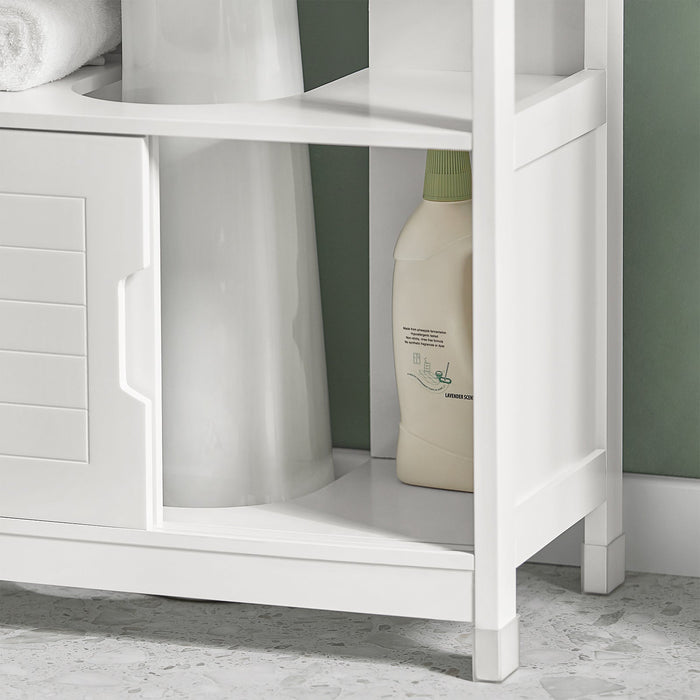 Mobile Sottolavabo Per Bagno con Poggiapiedi Sottolavabo Bagno Mobile Bagno Sottolavabo Bianco FRG128-II-W