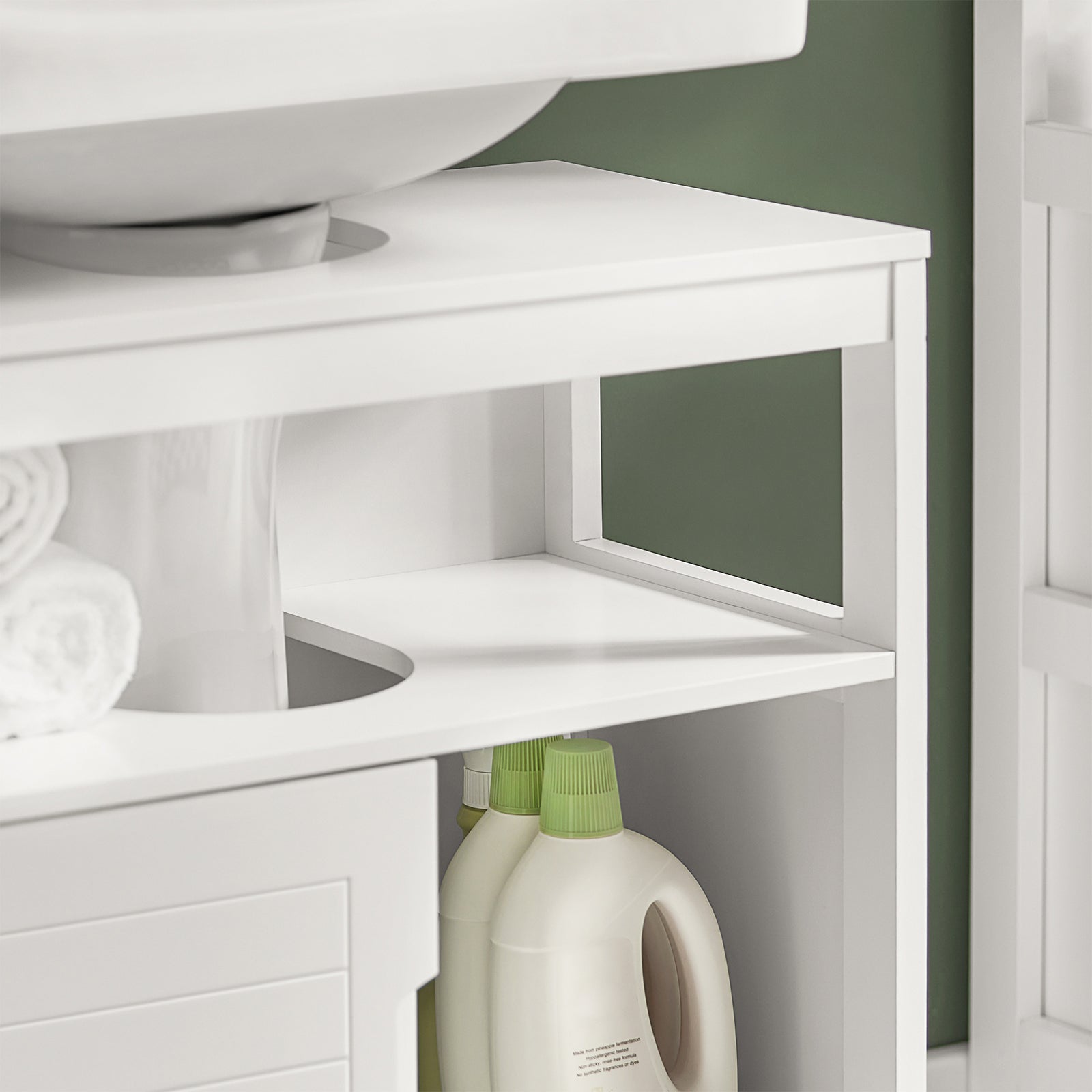 Mobile Sottolavabo Per Bagno con Poggiapiedi Sottolavabo Bagno Mobile Bagno Sottolavabo Bianco FRG128-II-W