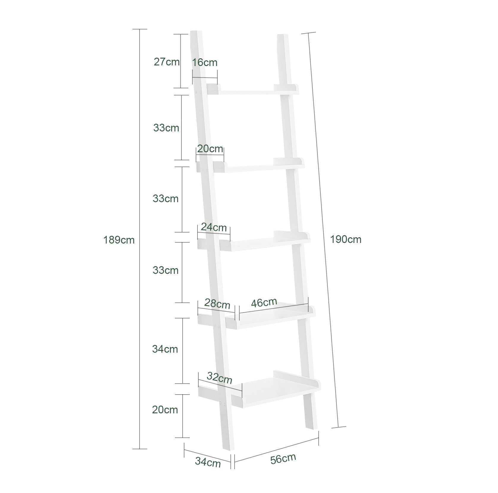 Scaffale a scala,Librerie, Scaffale da angolo Bianco FRG17-W