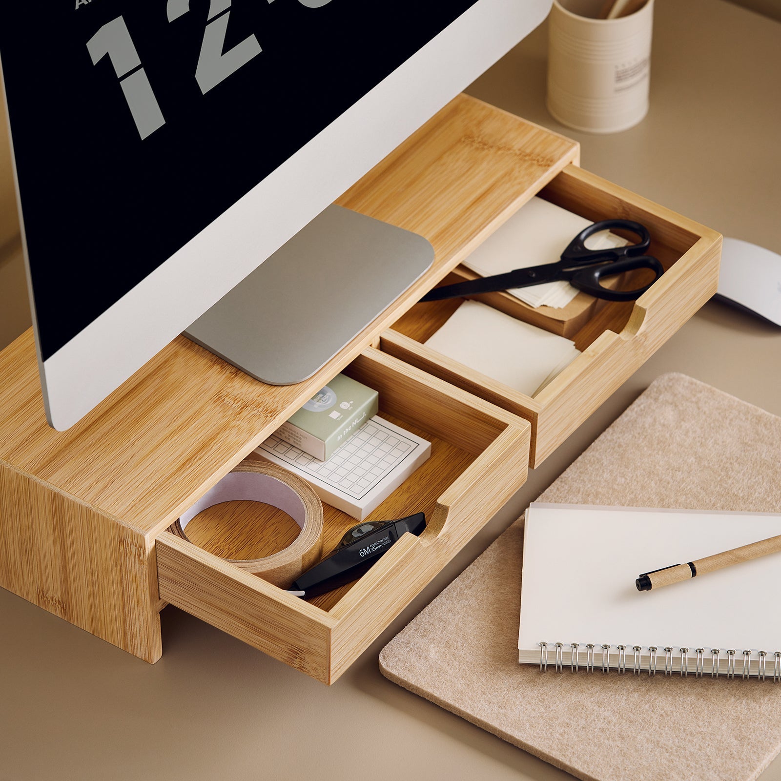 supporto monitor pc da scrivania con due cassetti FRG198-N