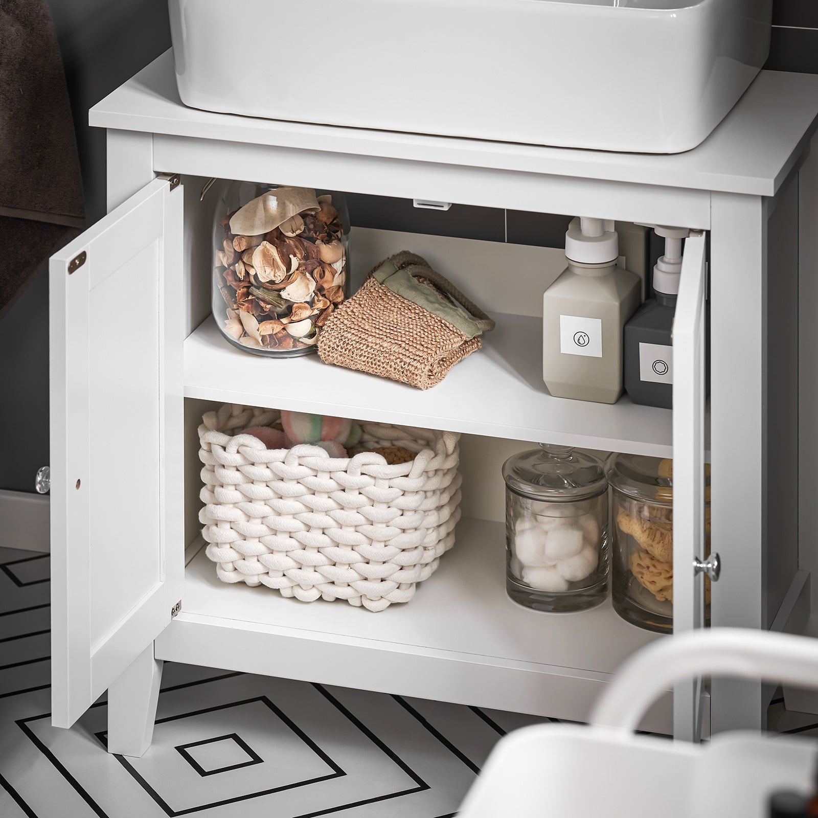 Mobiletto Bagno Colonna Bagno Cassettiera Bagno Bianco Con Cassetti Frg202-W