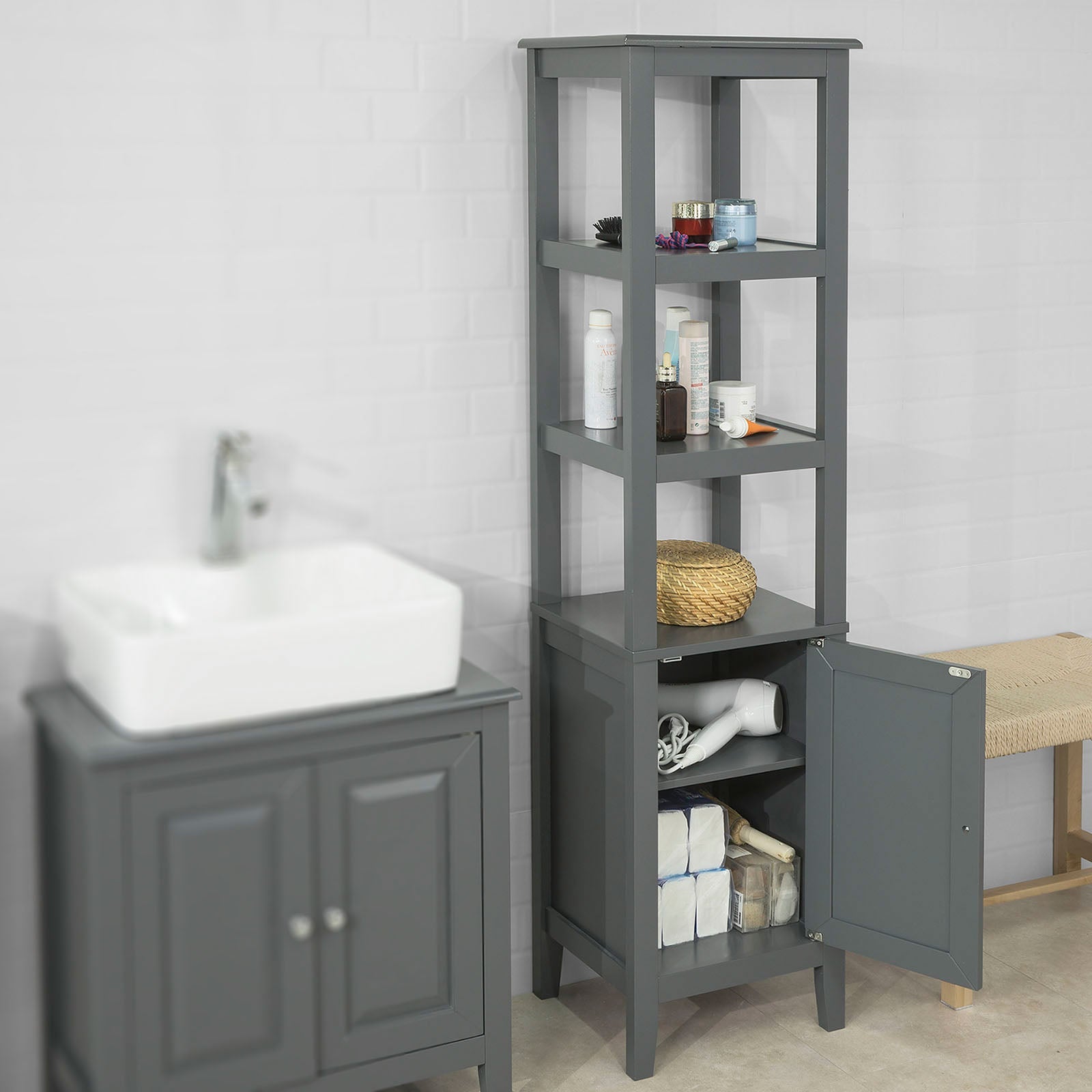 Set di Mobili da Bagno Grigio Colonna FRG205-DG