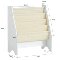 Libreria,Portariviste a terra, scaffale per riviste, 4 scomparti, 62x30x71cm FRG225-W