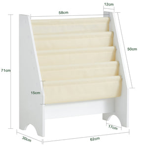 Libreria,Portariviste a terra, scaffale per riviste, 4 scomparti, 62x30x71cm FRG225-W