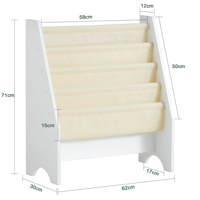 Libreria,Portariviste a terra, scaffale per riviste, 4 scomparti, 62x30x71cm FRG225-W