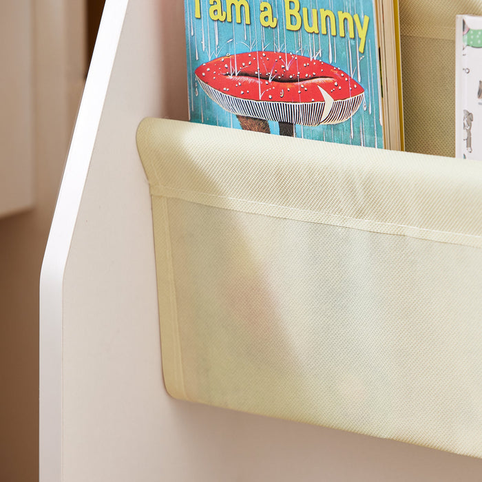 Libreria,Portariviste a terra, scaffale per riviste, 4 scomparti, 62x30x71cm FRG225-W