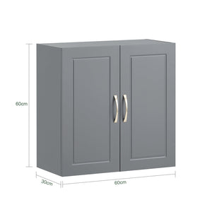 Armadietto pensile da bagno Mobile da parete per il cucina 2 ante 60x30x30cm Grigio FRG231-DG