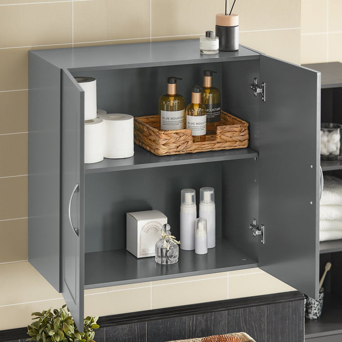 Armadietto pensile da bagno Mobile da parete per il cucina 2 ante 60x30x30cm Grigio FRG231-DG