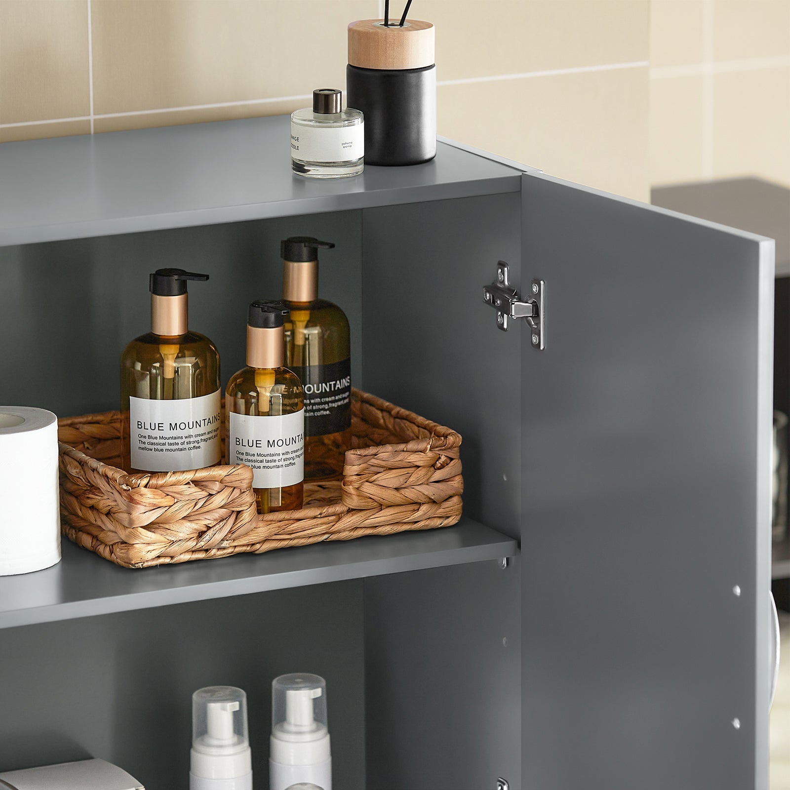 Armadietto pensile da bagno Mobile da parete per il cucina 2 ante 60x30x30cm Grigio FRG231-DG