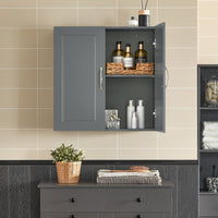 Armadietto pensile da bagno Mobile da parete per il cucina 2 ante 60x30x30cm Grigio FRG231-DG
