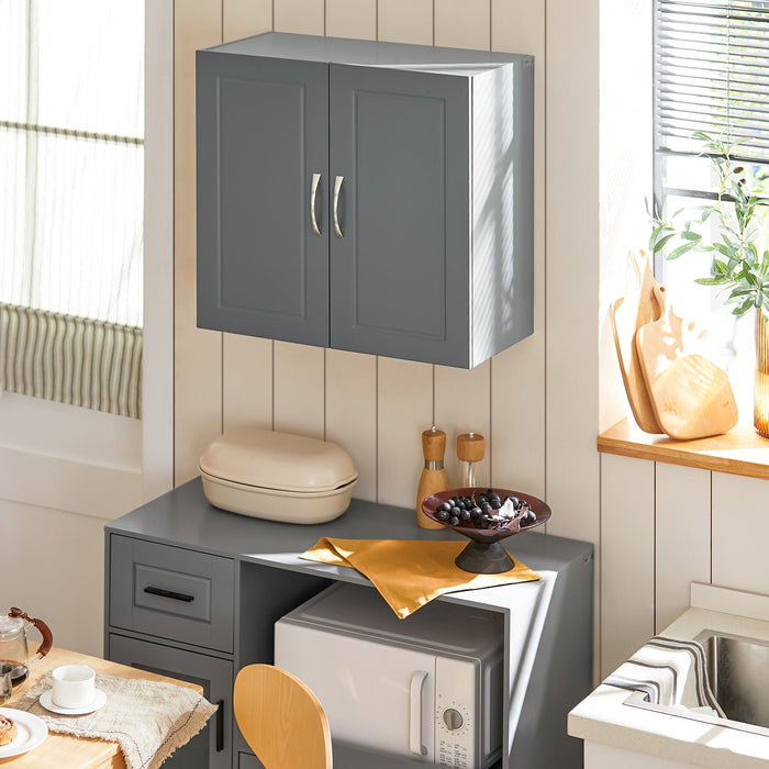 Armadietto pensile da bagno Mobile da parete per il cucina 2 ante 60x30x30cm Grigio FRG231-DG
