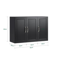 Armadietto pensile da bagno Mobile da parete per il cucina 3 ante 90x30x60cm Nero FRG231-L-SCH