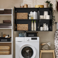 Armadietto pensile da bagno Mobile da parete per il cucina 3 ante 90x30x60cm Nero FRG231-L-SCH