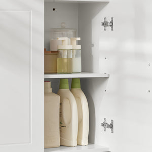 Armadietto pensile da bagno Mobile da parete per il cucina 3 ante 90x30x60cm Bianco FRG231-L-W