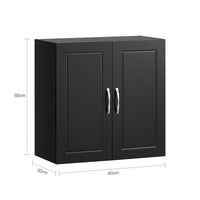 Armadietto pensile da bagno Mobile da parete per il cucina 2 ante 60x30x30cm Nero FRG231-SCH