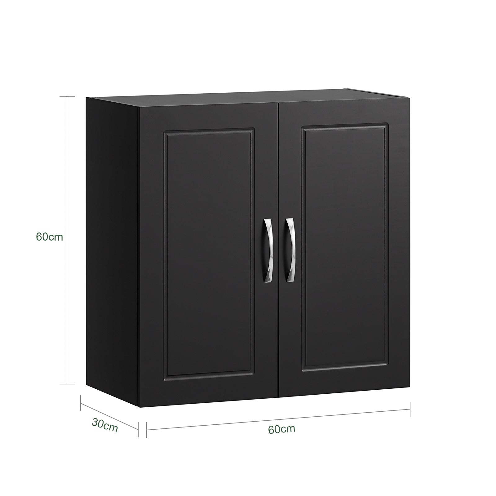 Armadietto pensile da bagno Mobile da parete per il cucina 2 ante 60x30x30cm Nero FRG231-SCH