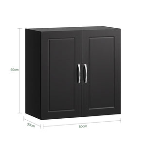 Armadietto pensile da bagno Mobile da parete per il cucina 2 ante 60x30x30cm Nero FRG231-SCH
