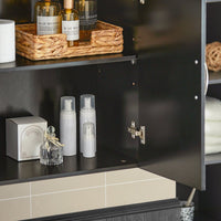 Armadietto pensile da bagno Mobile da parete per il cucina 2 ante 60x30x30cm Nero FRG231-SCH