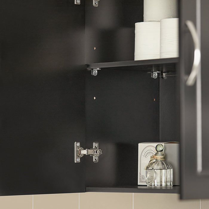 Armadietto pensile da bagno Mobile da parete per il cucina 2 ante 60x30x30cm Nero FRG231-SCH