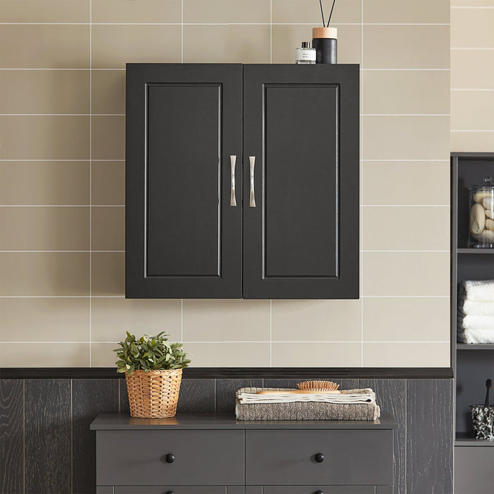 Armadietto pensile da bagno Mobile da parete per il cucina 2 ante 60x30x30cm Nero FRG231-SCH