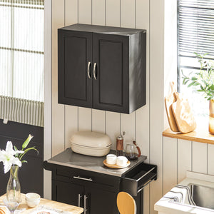 Armadietto pensile da bagno Mobile da parete per il cucina 2 ante 60x30x30cm Nero FRG231-SCH