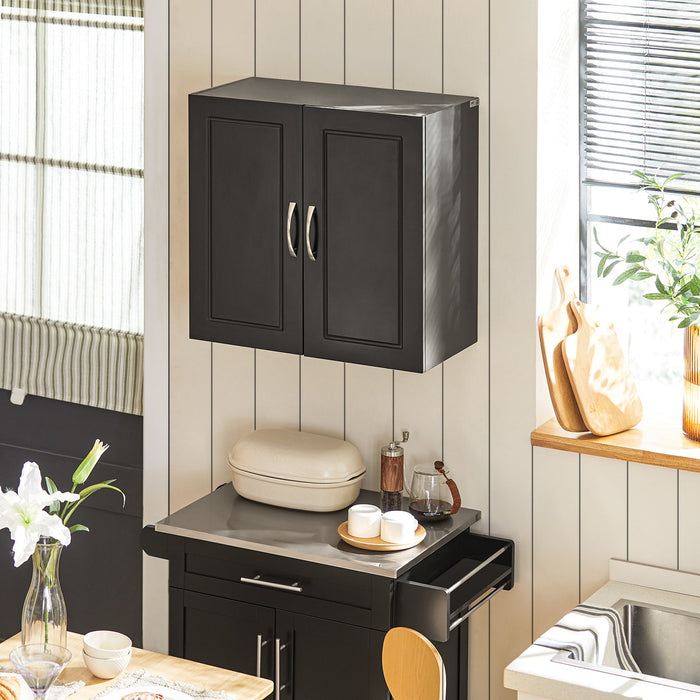 Armadietto pensile da bagno Mobile da parete per il cucina 2 ante 60x30x30cm Nero FRG231-SCH