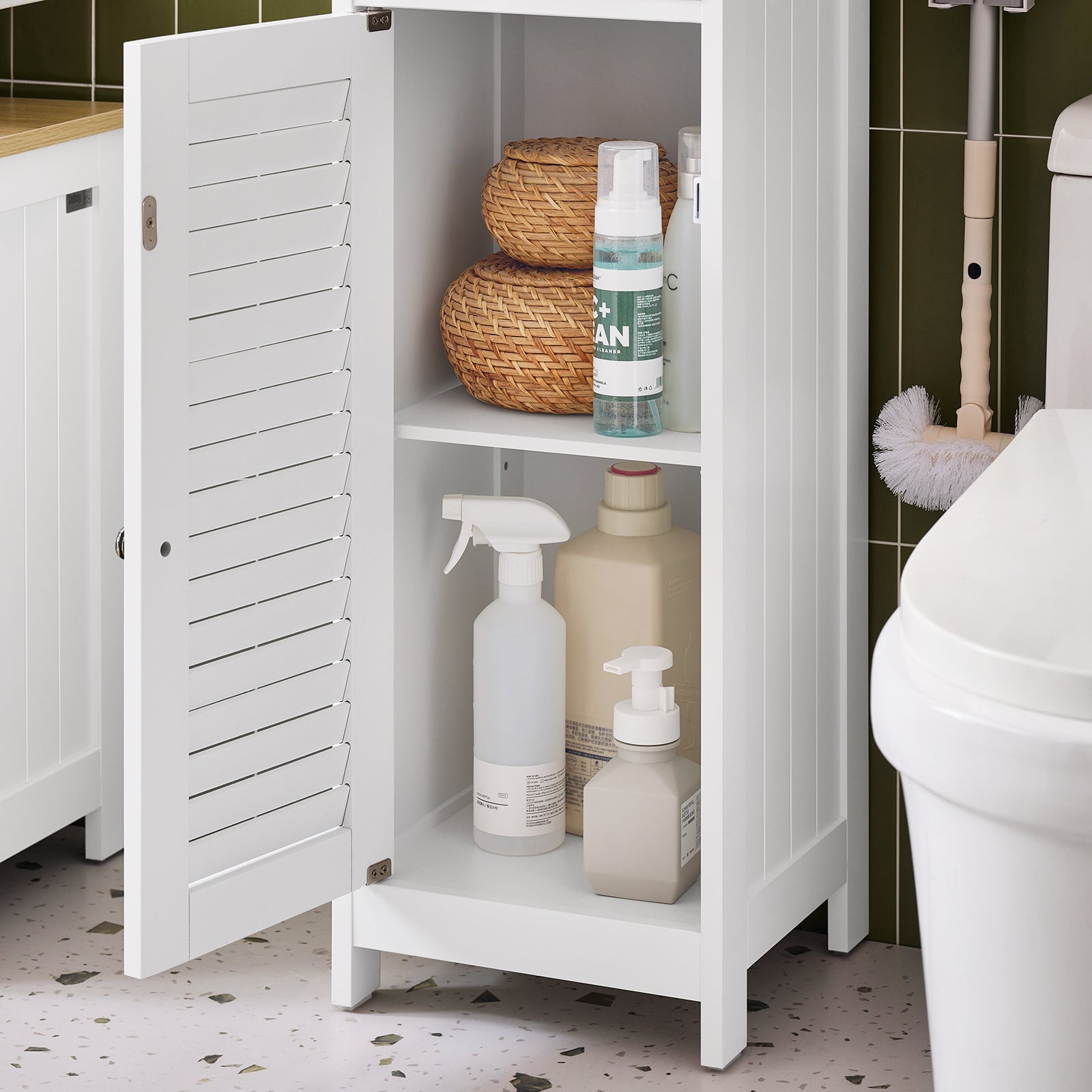 mobile a colonna bagno salvaspazio Bianco Con Cassetti Bianco-Naturale L32*A170*P30 cm, FRG236-WN