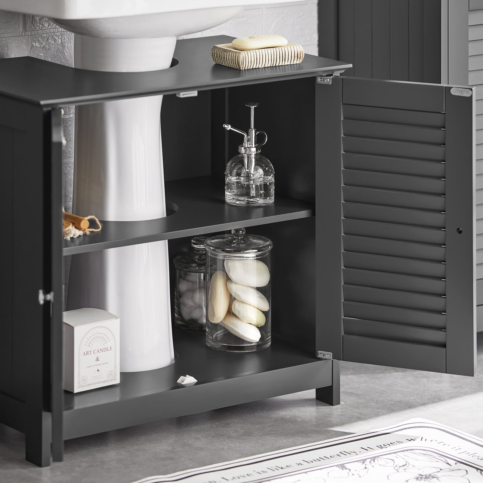 Mobiletto Bagno Cassettiera Bagno Armadietto Bagno Mobile Sottolavabo per Bagno Grigio FRG237-II-DG SoBuy