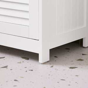 Mobile Base per lavabo con 2 Ante in Stile tapparelle,Bianco-Naturale,L60*P35*A59cm,FRG237-WN