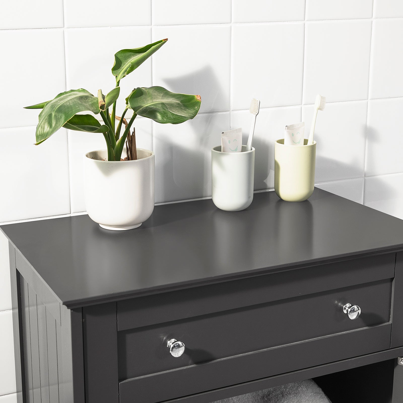 Mobiletto Bagno Colonna Bagno Cassettiera Bagno Con Cassetti Grigio FRG238-DG