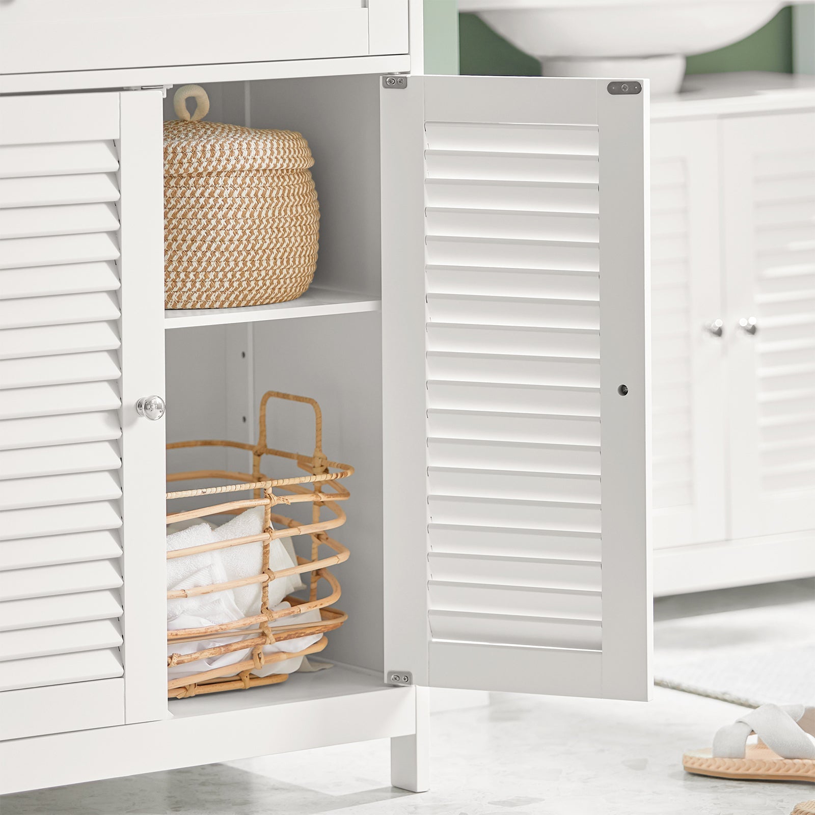 Mobiletto Bagno Colonna Bagno Cassettiera Bagno Con Cassetti Bianco FRG238-W