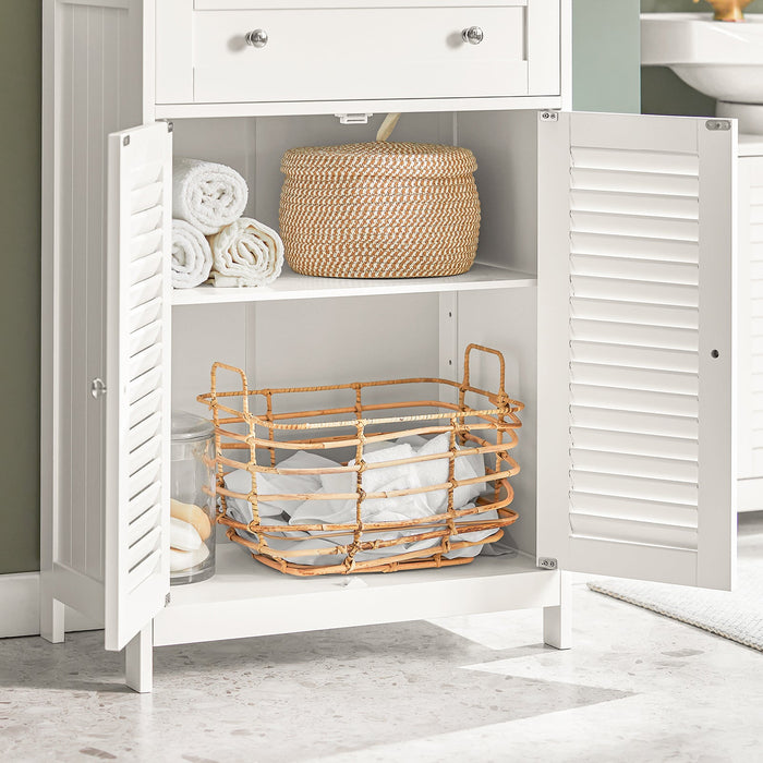 Mobiletto Bagno Colonna Bagno Cassettiera Bagno Con Cassetti Bianco FRG238-W