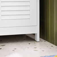 Mobiletto Base per Bagno o Ingresso, con Due Ante e cassetto, in Stile tapparelle, Bianco-Naturale, FRG238-WN