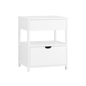 SoBuy Comodino camera da letto con 2 cassetti Tavolino divano stretto Comodino Bianco 45x38x56 cm FRG258-II-W