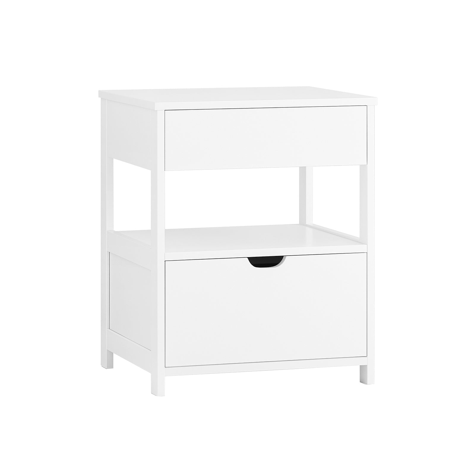 SoBuy Comodino camera da letto con 2 cassetti Tavolino divano stretto Comodino Bianco 45x38x56 cm FRG258-II-W