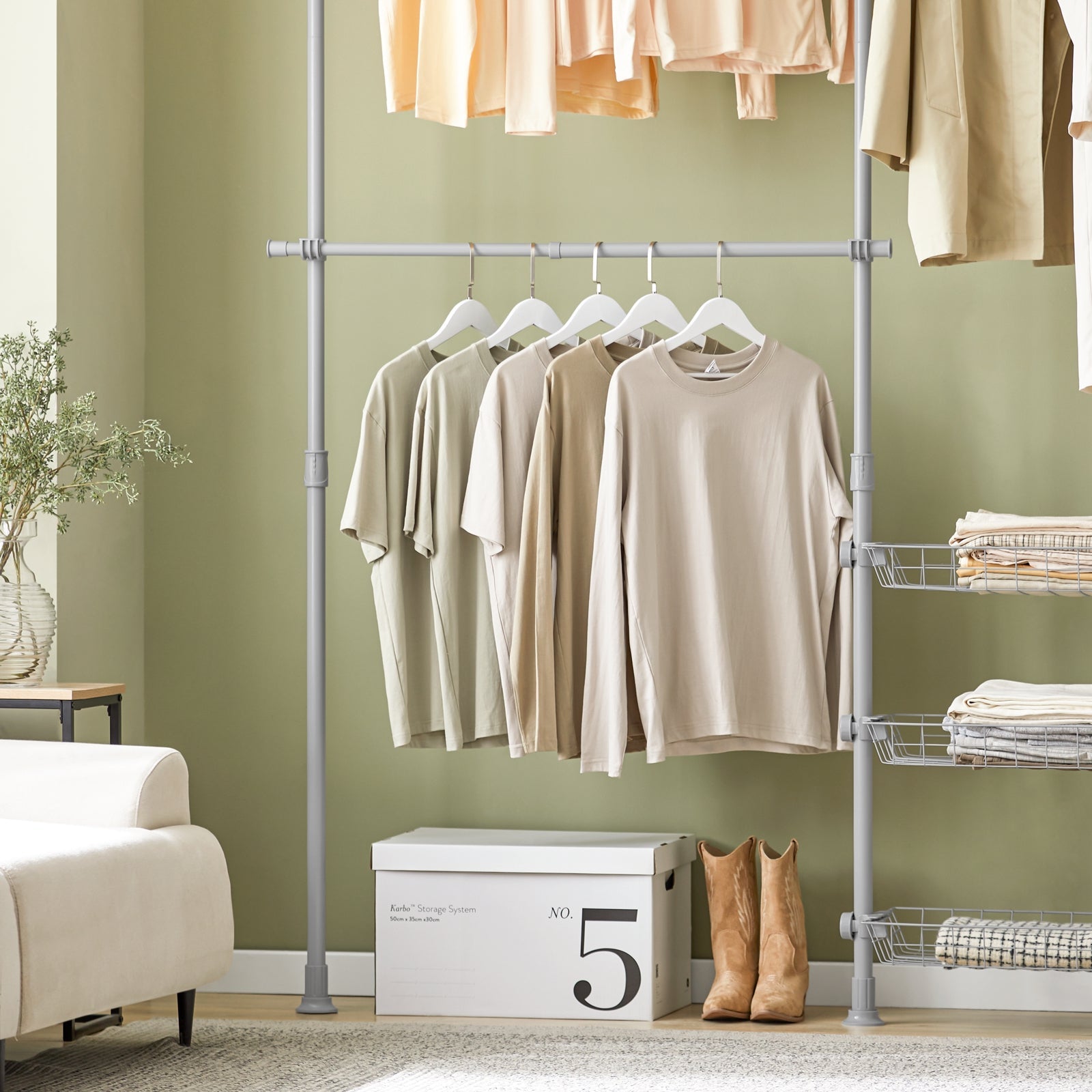 Cabina Armadio Guardaroba Componibile Appendiabiti Grigio FRG34-HG