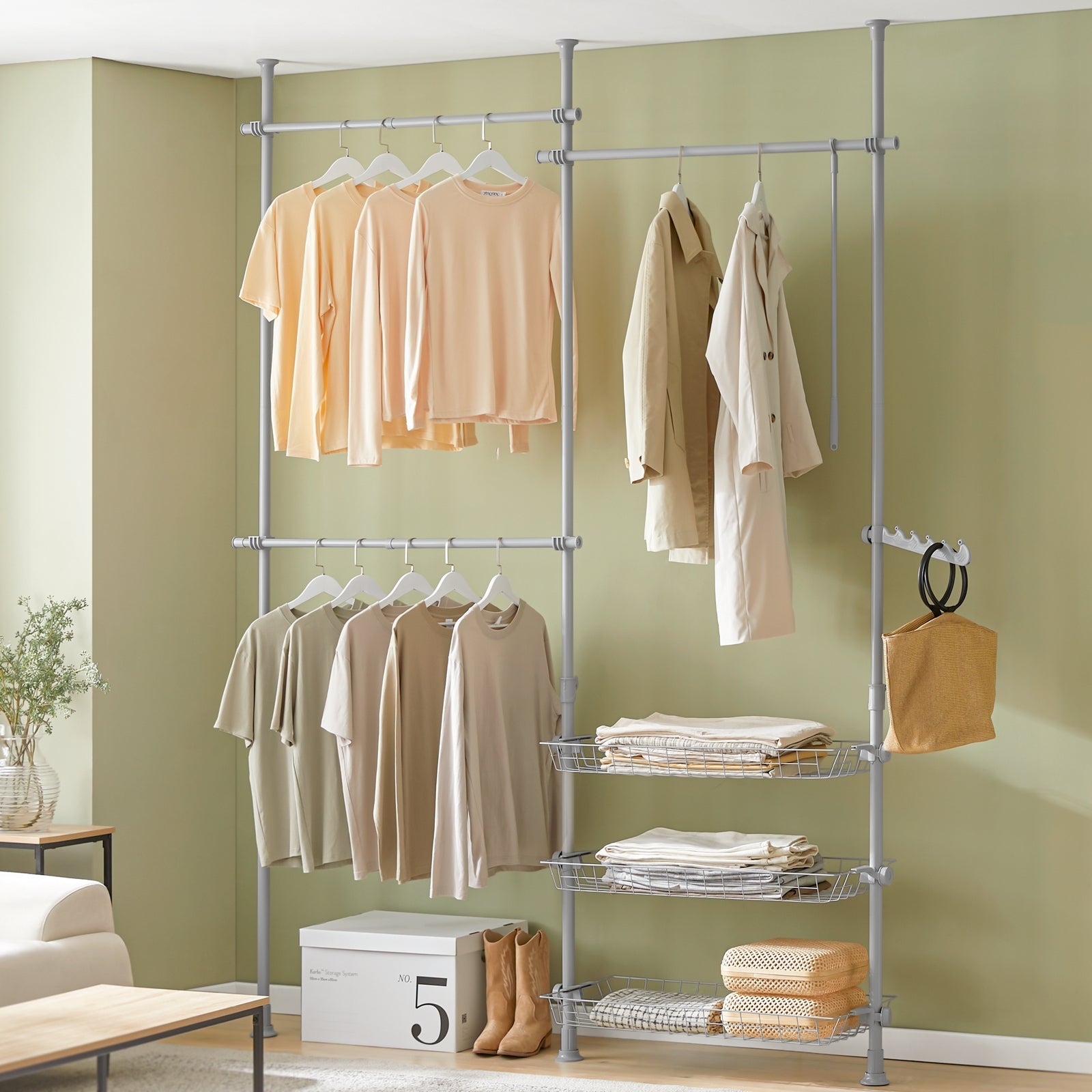 Cabina Armadio Guardaroba Componibile Appendiabiti Grigio FRG34-HG