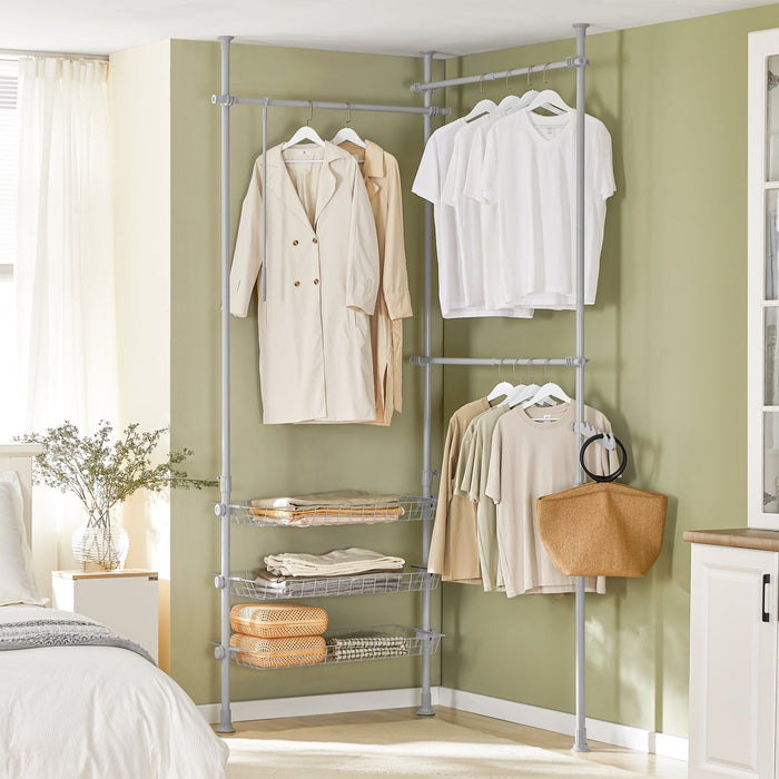 Cabina Armadio Guardaroba Componibile Appendiabiti Grigio FRG34-HG