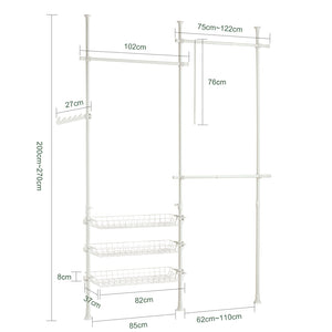 Cabina Armadio Guardaroba Componibile Appendiabiti Bianco FRG34-W