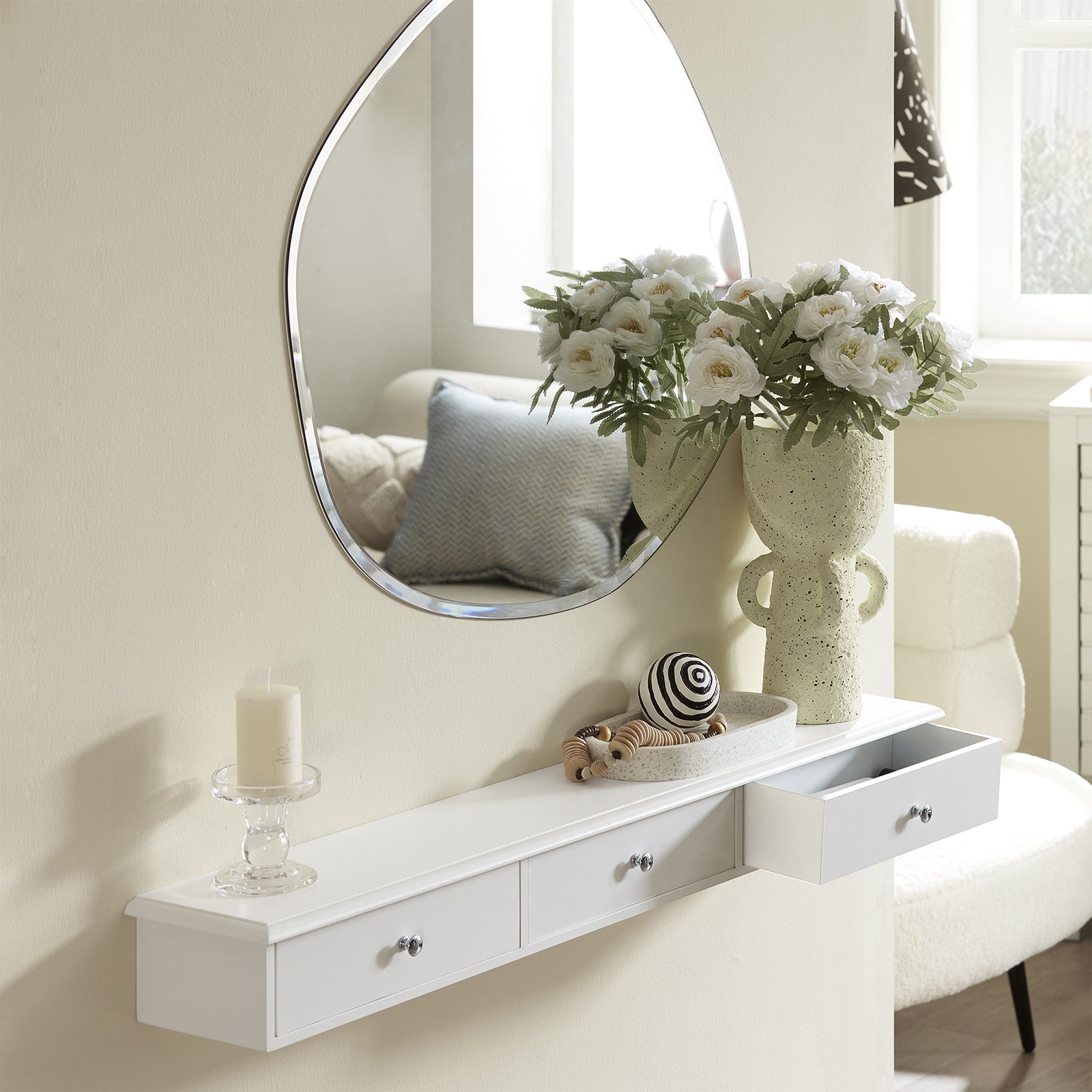 Consolle Con 3 Cassetti Libreria Scaffale A Scala Libreria A Scala Bianco FRG43-L-W SoBuy