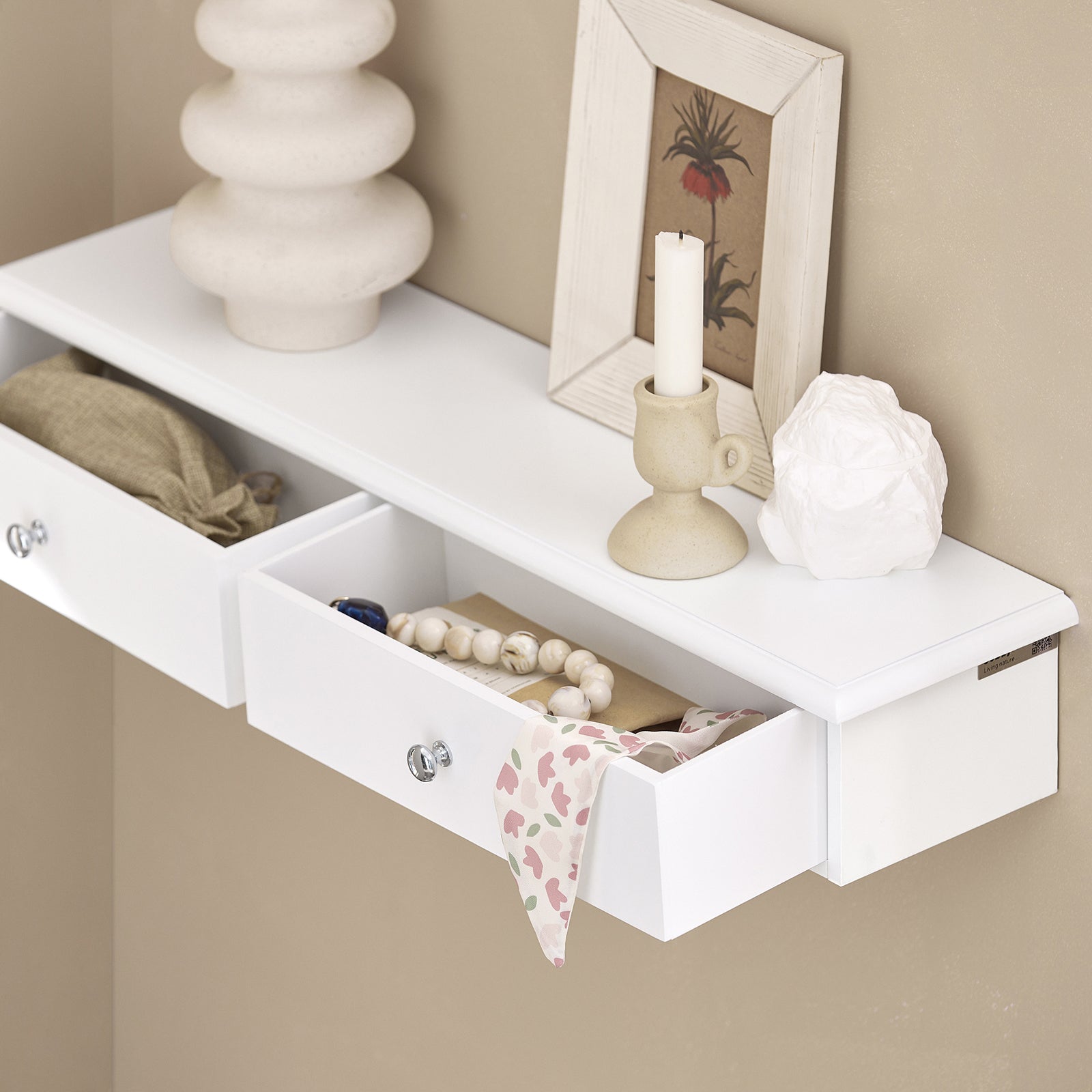 SoBuy FRG43-W Mensola con cassetti, Libreria, porta gioielli a chiavi,bianco