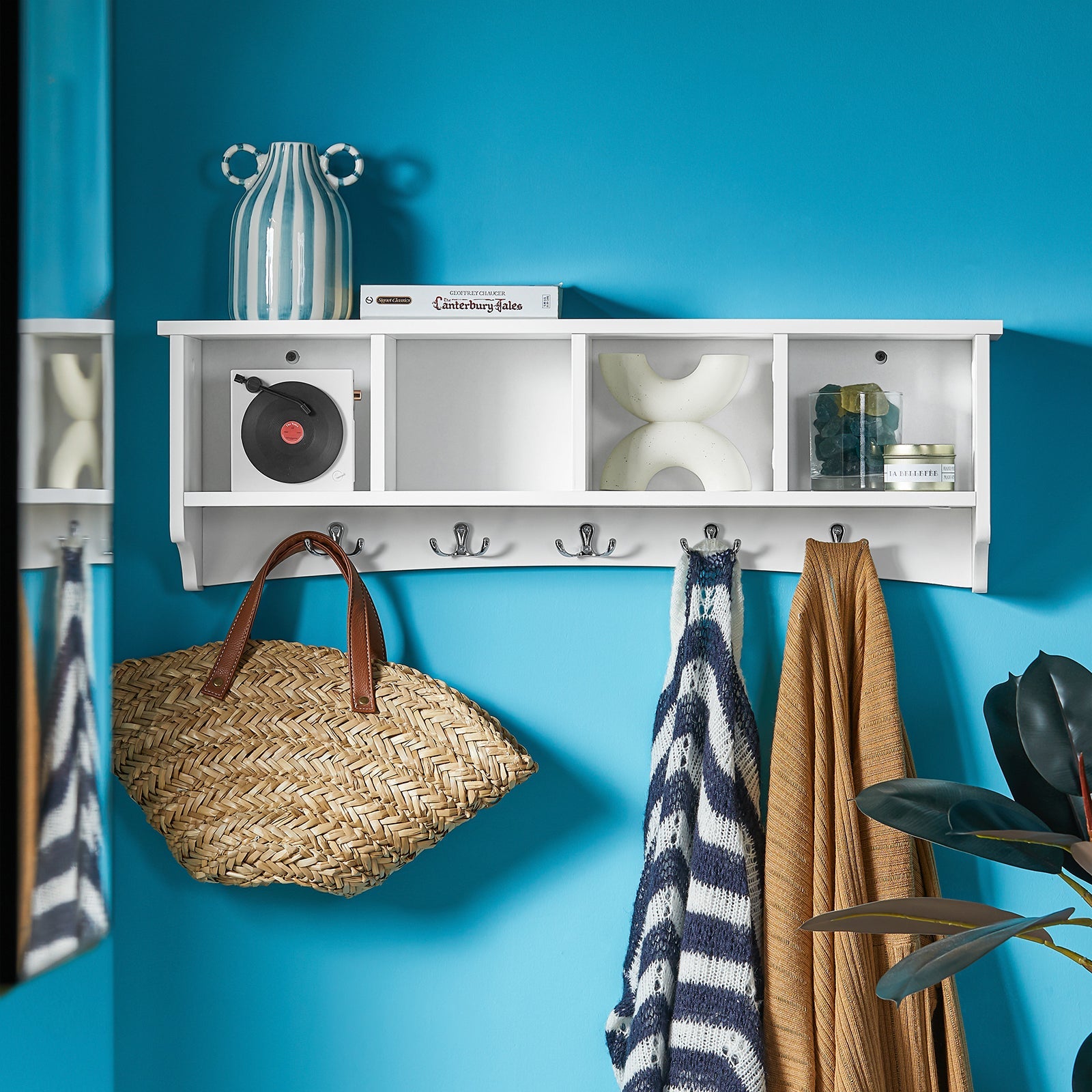 Portachiavi da parete Appendichiavi Appendiabiti Mensola da bagno L72cm Bianco FRG48-L-W