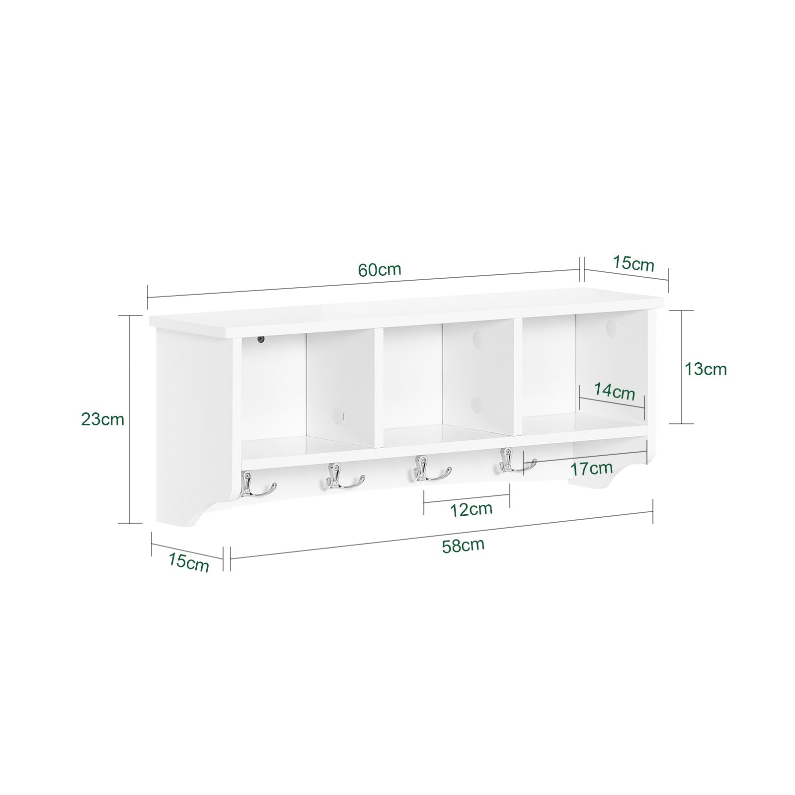 Portachiavi da parete Appendichiavi Appendiabiti Mensola da bagno L60cm Bianco FRG48-W