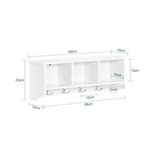 Portachiavi da parete Appendichiavi Appendiabiti Mensola da bagno L60cm Bianco FRG48-W