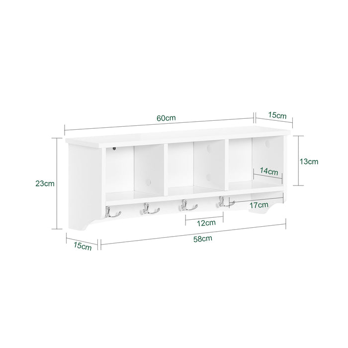 Portachiavi da parete Appendichiavi Appendiabiti Mensola da bagno L60cm Bianco FRG48-W