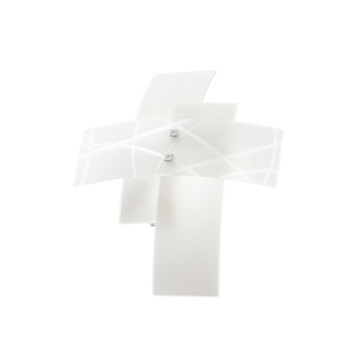 Frida - Applique da parete 2 luci E14 in vetro bianco satinato - Struttura cromata, design moderno a incrocio, IP20, max 2x42W, no lampadine