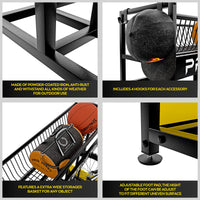 Parkade - Rastrelliera Portabici 4 Posti a Pavimento da Garage con Cesta Portaoggetti e 4 Ganci in Metallo Nero