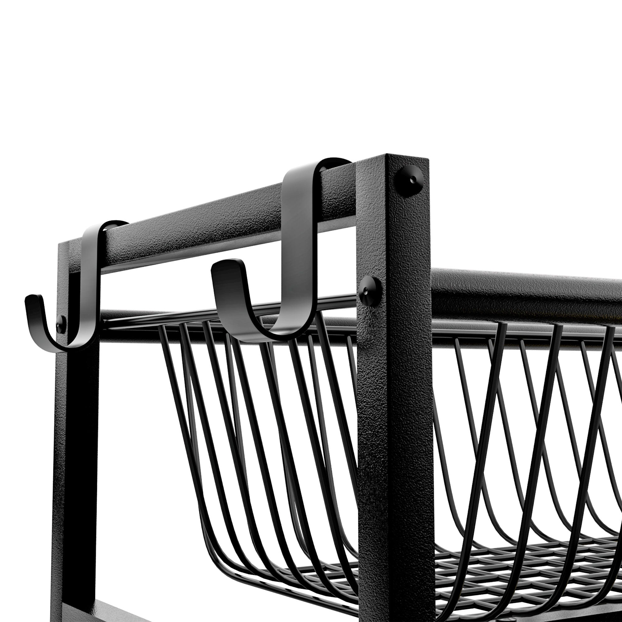 Parkade - Rastrelliera Portabici 4 Posti a Pavimento da Garage con Cesta Portaoggetti e 4 Ganci in Metallo Nero